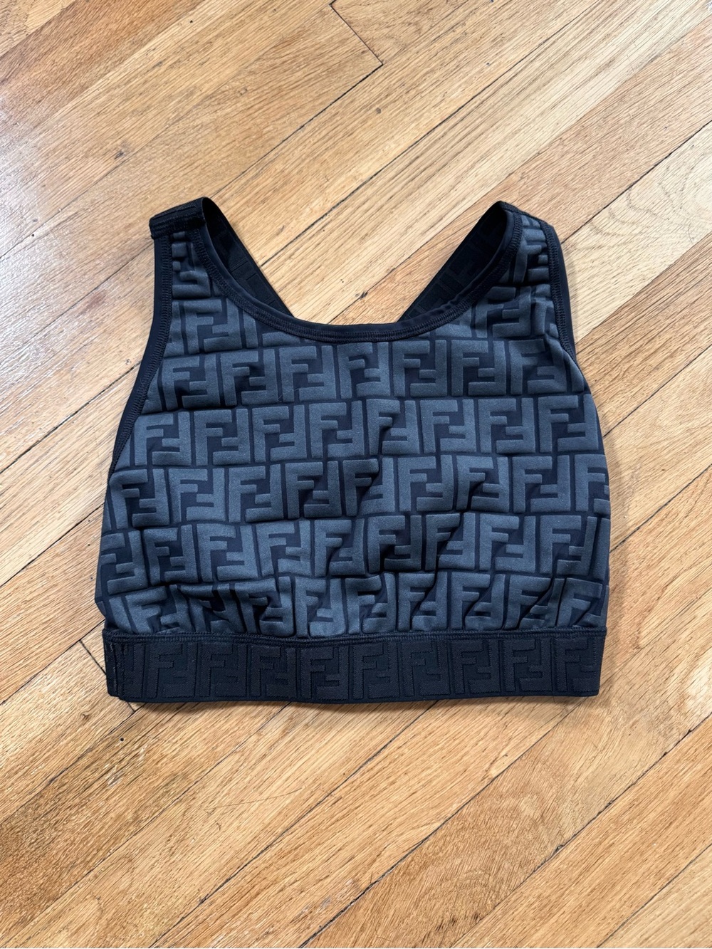 Authentic Fendi FF Logo Black Sports Bra